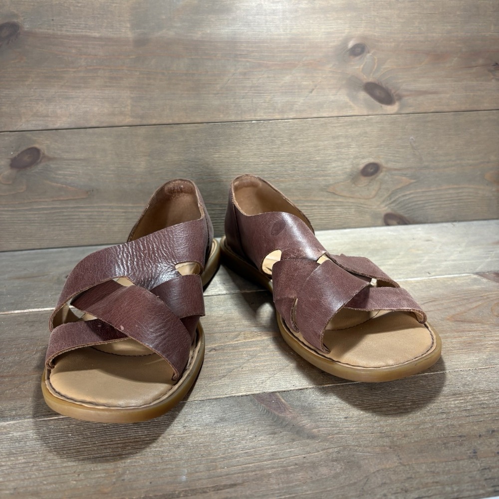 born ithica womens size 10 shoes brown leather slip on comfort sandals - Picture 3 of 9